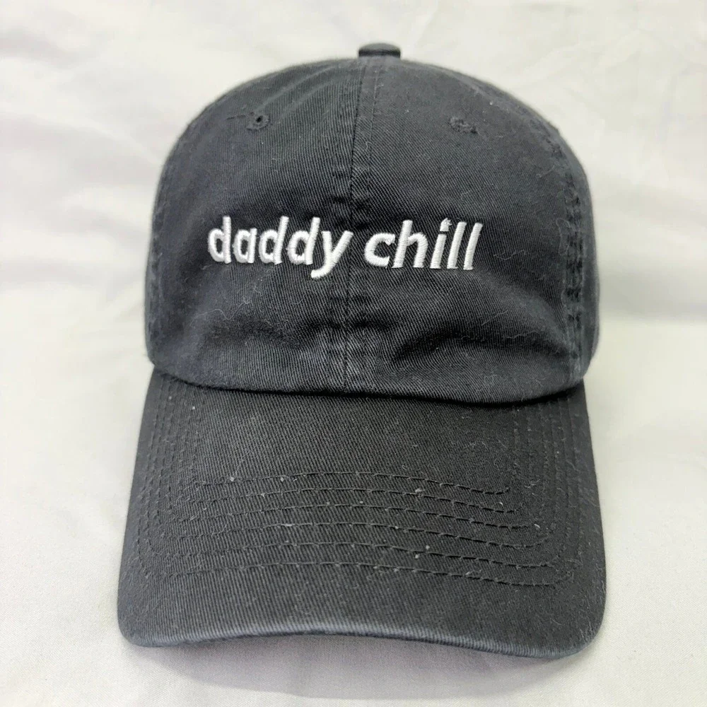 Unbranded Baseball Cap Daddy Chill Meme Unisex OSFM Black Embroidered Hat